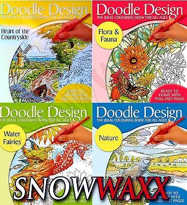 DOODLE DESIGN ADULT CHILDREN SELF TEACH ART COLOURING BOOKS HOBIES