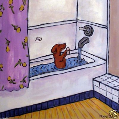 bath animal picture dog art tile coaster JSCHMETZ *gift modern folk