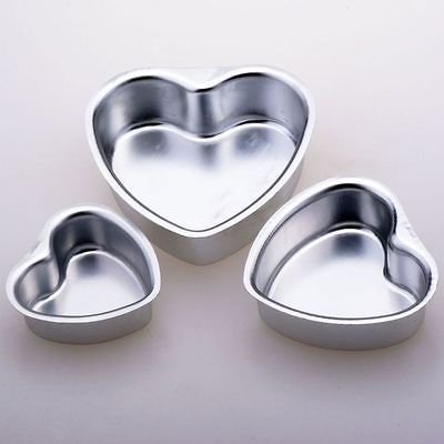 Lot 3 Aluminum Cake Chocolate Pan 3D Heart Mold 3 4.5