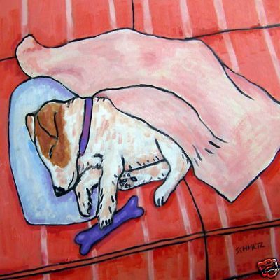 JACK RUSSELL terrier SLEEPING ON COUCH dog art tile