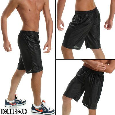 NEW 32 Mens Shiny See Through Satin Dazzle Gym Football Soccer Shorts