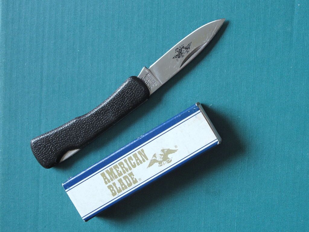 PARKER AMERICAN BLADE AB 10 Black Vinyl Lockback Knife   NEW Seki