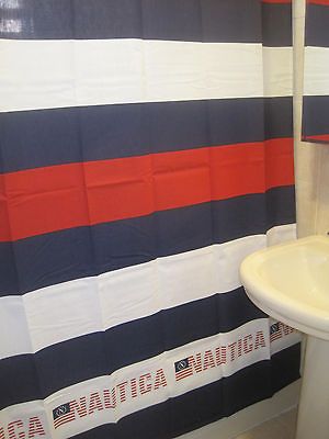 WOW  NAUTICA FABRIC SHOWER CURTAIN AMERIC AN FLAG RED,WHITE AND