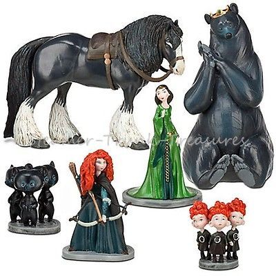 PIXAR BRAVE FIGURE PLAYSET~MERIDA ANGUS TRIPLETS CUB~6 PC~CAKE TOPPER