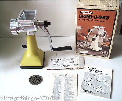 No.303 Grind O Matic Meat Grinder Food Chopper W Box Harvest Gold