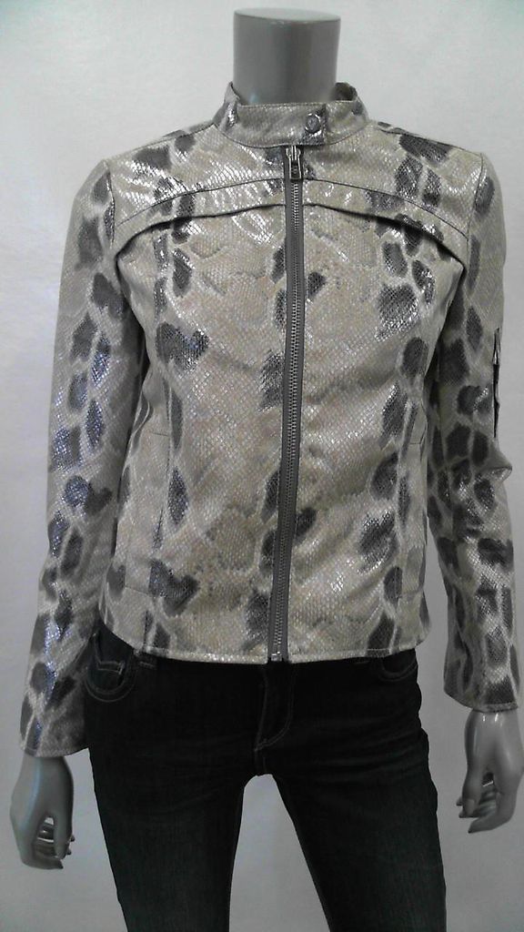 Andrew Charles Womens Misses Jacket SZ S Silver Snake Skin Coat Sale