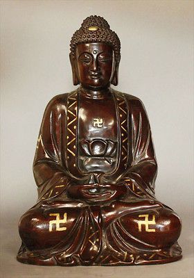 Amitabha Bronze Brass Sculpture Statue Buddha Swastika Tibetan