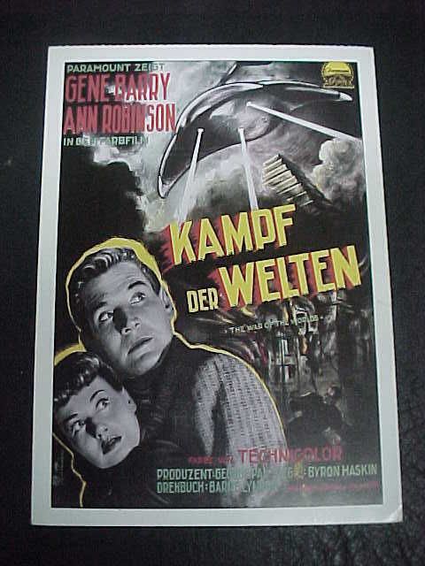 WAR OF THE WORLDS, film card [Gene Barry, Ann Robinson]