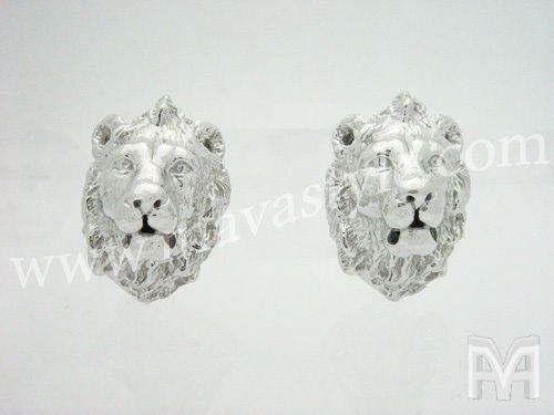 White Gold King Lion Cuff Links Cufflinks Animal Jewelry Jewellery