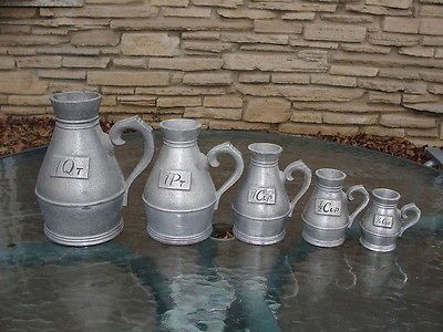 Vintage Japan Pewter Measuring Cups Set of 5