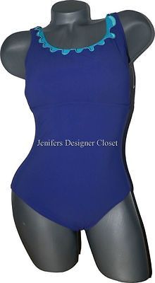 NWT GOTTEX MASTECTOMY swimsuit 10 ruffle purple tank turquoise aqua