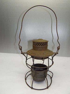 Antique Old Used Metal Mystery Railroad Train Lantern Body Lamp Adlake