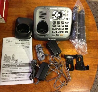 KX TG6582T CORDLESS PHONE W/ BLUETOOTH, 2 HANDSETS & ANSWERING MACHINE