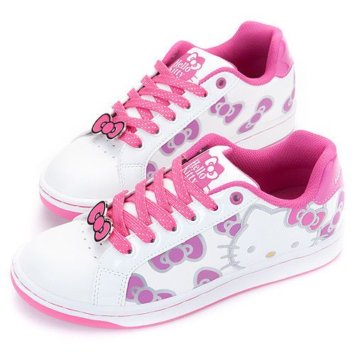 Sanrio Hello Kitty Ladys Comfy Casual Sneakers Shoes White Fuschia