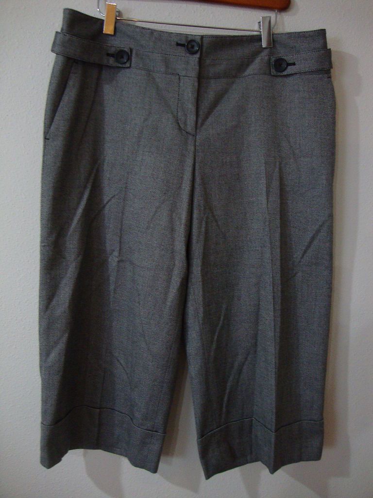 Ann Taylor Loft Marisa Gaucho Capri Pants Womens 12 Black White