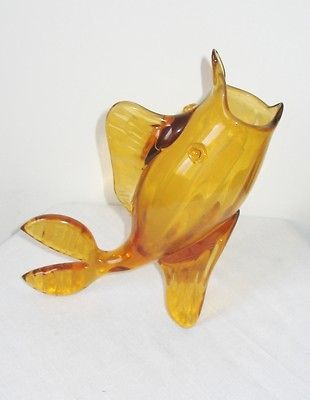 Rainbow glass Huntington WV golden hand blown art glass fish Blenko