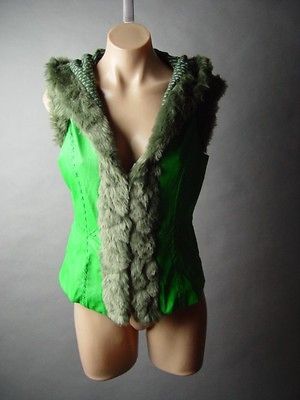 Faux Fur Leather Forest Huntress Earthy Warrior Jacket mv Vest S M L