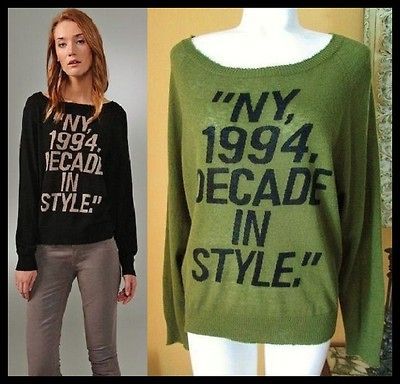 154 New 291 VENICE Cashmere Sweater OFF THE SHOULD ER Green DECADE OF