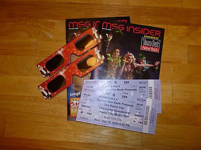 Unused Tickets Progra ms 3D Glasses, Radio City Music Hall Christmas