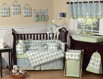 MODERN CONTEMPORARY ARGYLE LUXURY DESIGNER BABY BOY CRIB BEDDING