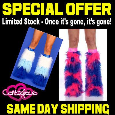 Contagious Club Wear Clubwear Fluffy Legwarmers Leg Warmer Pink Blue