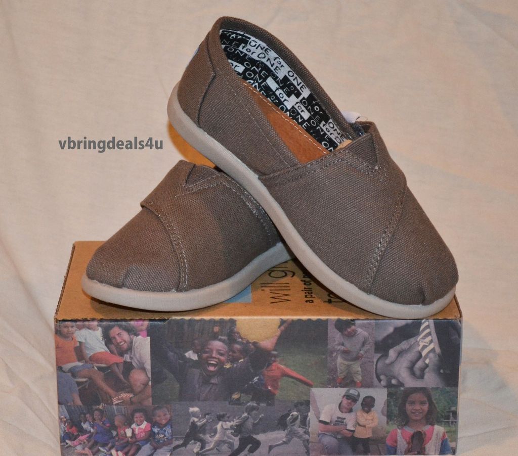 Toms Tiny Classic Ash Grey Canvas Shoes Baby Infant Toddler. Unisex