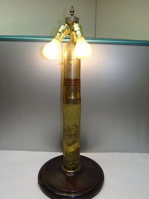 World War II WWII Working Large Artillery Shell Trench Art Dragon Lamp