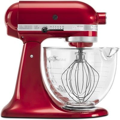 Kitchenaid Mixer Artisan 5 Qt Glass Bowl Stand Mixer Candy Apple Red