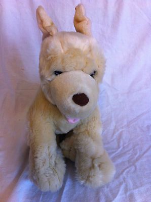 Puppy Dog White Wolf Cream Tongue Brown Toy Plush Stuffed Animal 14