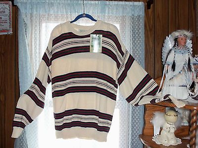 ASH CREEK TRADING L STRIPED CREWNECK SWEATER (SEE MEASUREMENTS)