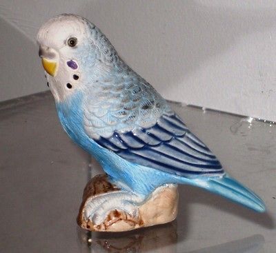 BLUE BUDGIE PARAKEET FIGURINE STATUE Ceramic New