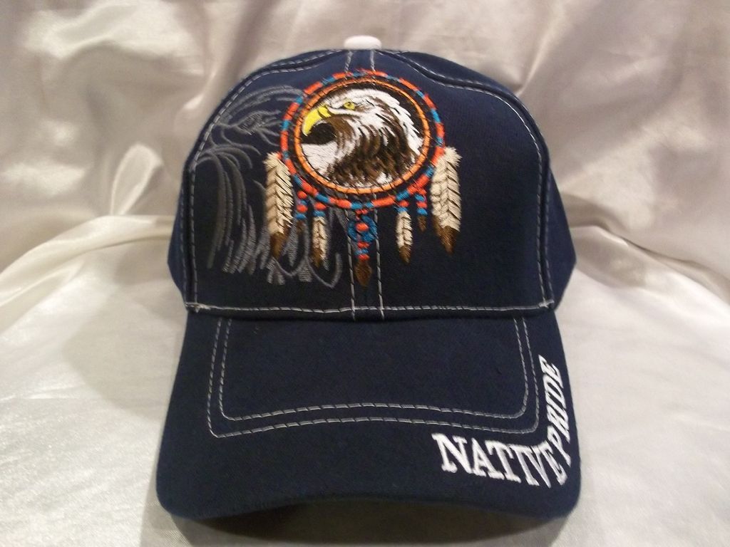 NATIVE PRIDE BALL CAP HAT IN BLUE BALD EAGLE DREAM CATCHER TRIBAL