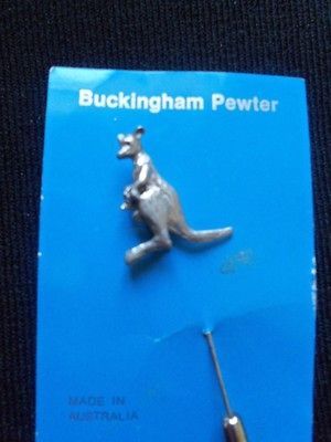 BUCKINGHAM PEWTER KANGAROO STICK PIN MADE IN AUSTRALIA AUSTRALIAN