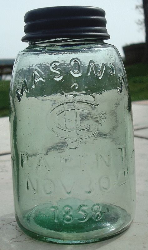 Apple Green MIDGET MASONS CFJ Pat. Canning Fruit Jar