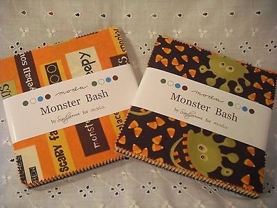 MONSTER BASH Moda Charm Packs Quilt Fabric 5 Squares Precut