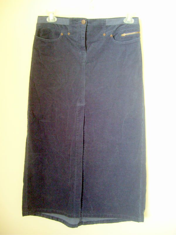 BCBG MAX AZRIA MAXAZRIA JEANS Sz 8 Skirt Long Blue Corduroy Cord