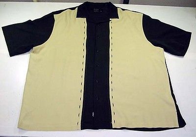 NAT NAST AMERICAN FIT 100% SILK TWO TONE BAHAMA BOWLING SHIRT Sz XXL