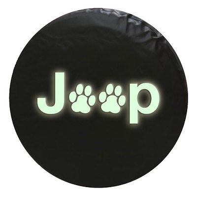 Jeep Spare Tire Cover Paw Print  Glows In Dark (Fits 29.5   32.5 x 8