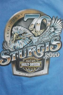 WOMENS SZ M MEDIUM HARLEY DAVIDSON S/S 70th STURGIS RALLY BLUE T