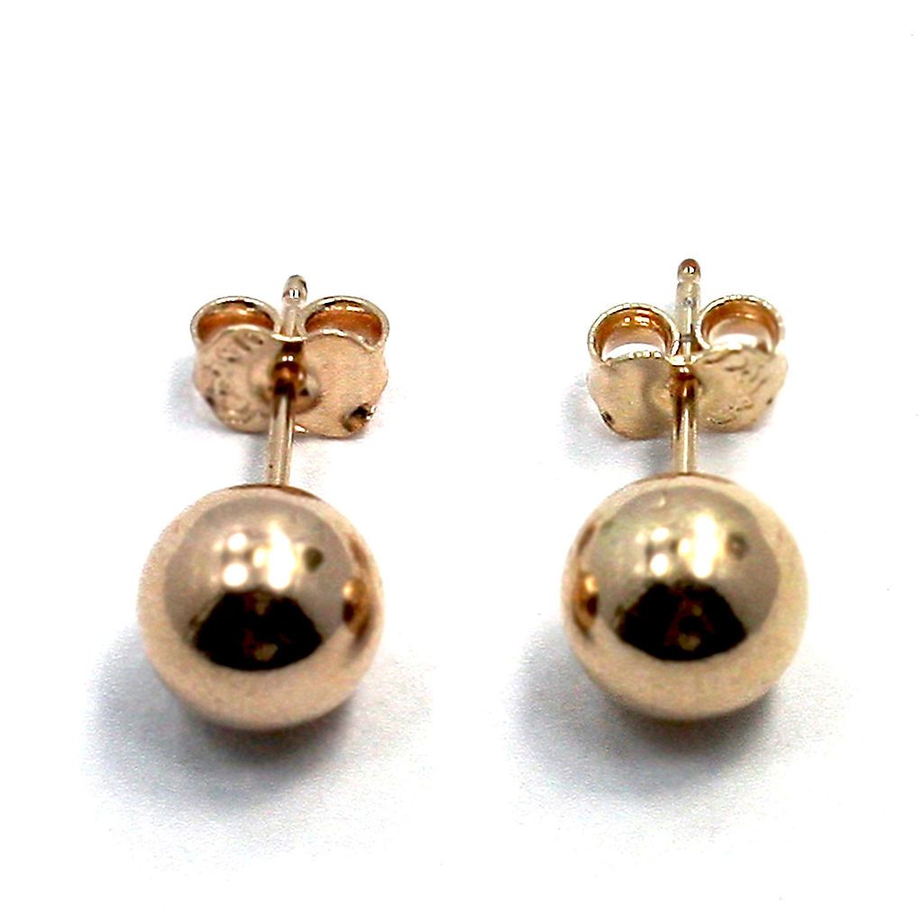 Rose Gold 18k GF Fashion Ball 7mm Earrings Push Back Stud Plain Girl