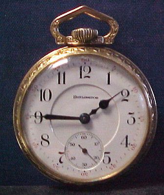 BURLINGTON POCKET WATCH SIZE 16 ROLLED GOLD PLATE CASE 19 JEWEL LEVER