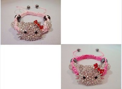 Kids giftLovely CZ crystal disco ball kitty children Shamballa