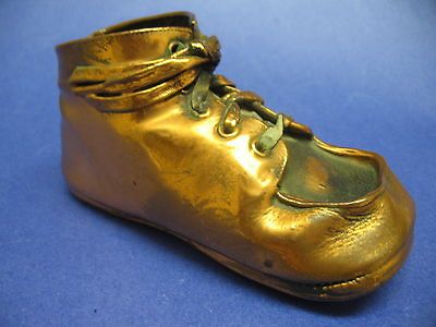 VINTAGE BRONZE BRONZED BABY SHOE ~ WALKER