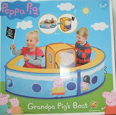 BNIB PEPPA PIG TOYS GRANDPA PIGS 2 IN 1 POP UP BALL PIT / TENT 6M +