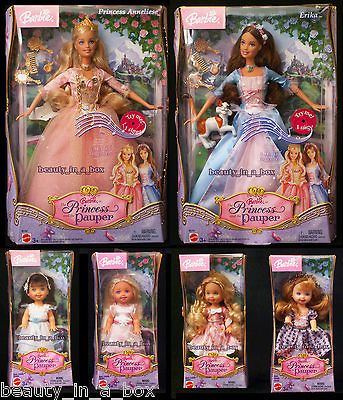 Erika & 4 Kelly Princess and the Pauper Singing Barbie Doll Lot 6