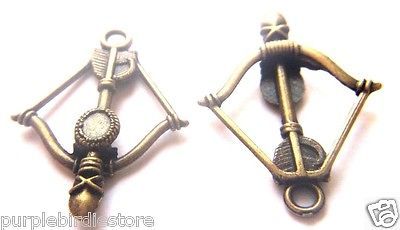 Bronze Bow and Arrow Charm 30mm 2 Pcs Hunger Games Katniss Everdeen