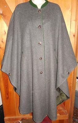 MOSER TYROLER LODEN AUSTRIA GRAY WOOL CAPE PONCHO CLOAK JACKET COAT