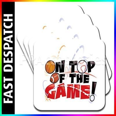 On Top of The Game Baseball Basketball Golf Set Of 4 Premium Coasters