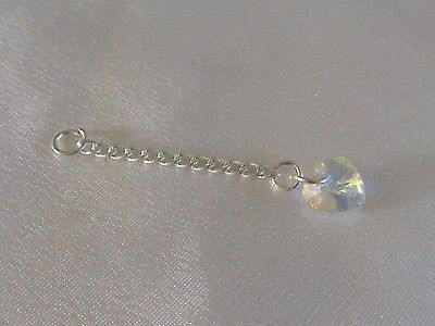 Sterling Silver Extension Chain With Swarovski AB Heart