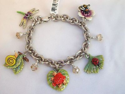 Brighton Marvels Charm Bracelet Lady Bug Frog Bee Flower Snail NWT